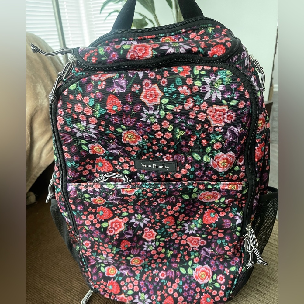 Vera Bradley Floral  (Petite Vines)  Travel Backpack, Large, Expandable